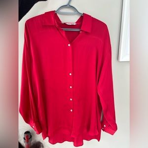 Zara Satin Button down shirt